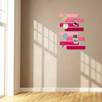 Vuzvuv 8 pcs Bulletin Board Bar Strips with 50 Pushpins & 10 Wooden Clip pins，Self Adhesive Cork Board for Wall，Felt Pin Board for School，Office Decor(Multi-Pink)