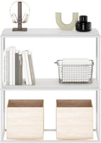 Furinno Moretti Modern Storage Shelves, 2-Tier Wide Stackable Book Shelf, Open Shelves, for Organization and Storage, Living Room, Garage, Home Office, Solid White