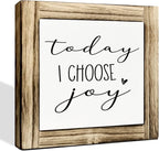 Inspirational Wood Signs, Modern Farmhouse Table Shelf Decor, Office Desk Signs, Home Decor for Living Room Bathroom Kitchen, Positive Mindset Box Sign, Today I Choose Joy Sign, 5.9×5.9 inches