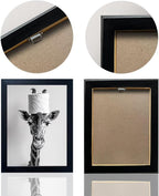Framed Funny Bathroom Wall Art Giraffe with a Toilet Paper Roll on Head Print Black and White Bathroom Pictures Wall Decor Humor Animal Canvas Artwork