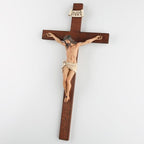 Crucifix Wall Cross - 14 Inch Olive Wood Wall Crucifix, Hand Painted Resin Jesus on Wooden Crucifix Catholic Home Decor Housewarming Religious Gifts