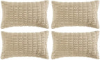 Fancy Homi 4 Packs Decorative Throw Pillow Covers for Living Room Couch Bed, Modern Farmhouse Boho Home Décor Accent Cushion Case, 20" x 12", Tan