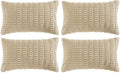 Fancy Homi 4 Packs Decorative Throw Pillow Covers for Living Room Couch Bed, Modern Farmhouse Boho Home Décor Accent Cushion Case, 24" x 16", Tan