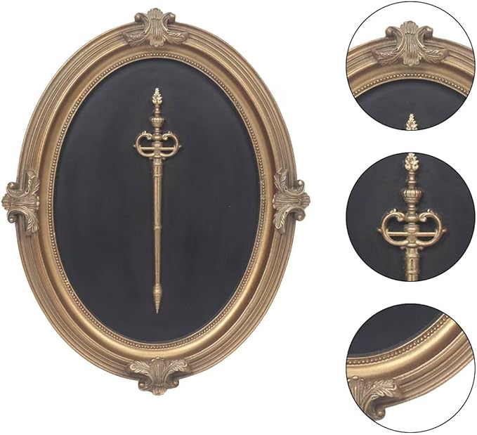 Vintage Wall Sculpture Antique Decoration Pediment Hallway Art Statue for Living Room Office Bedroom Gallery,Handmade Gift Aesthetic Design Royal Scheme (Black & Bronze Scepter)