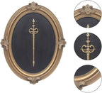 Vintage Wall Sculpture Antique Decoration Pediment Hallway Art Statue for Living Room Office Bedroom Gallery,Handmade Gift Aesthetic Design Royal Scheme (Black & Bronze Scepter)
