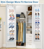 SLEEPING LAMB Narrow Over the Door Shoe Organizer for Closet, 2 Packs Shoe Racks for Door with Mesh & Deep Pockets, Hanging Sneakers Holder to Storage Boots, White