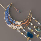 Agate Moon Dream Catchers with Crystal 7 Chakra Gemstone Dream Catchers Color Natural Gem Agate Wall Hangings Room Garden Dreamcatchers Decor (Blue)