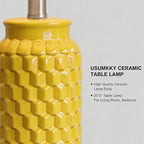 USumkky 20.5" Ceramic Table Lamps Set of 2 - Modern Farmhouse & Boho Style, Bedside Nightstand Lamps for Bedroom, Living Room End Table Lamps, Small Desk Lamp(Yellow)