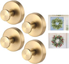 Suction Cup Wreath Hanger，Suction Cup Hooks Hanging 15 Lbs，Waterproof Suction Cup Wreath Holder for Windows, Shower, Wreaths，Smooth Doors (Gold, 4)