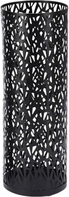 Black Metal Floral Umbrella Stand, 16.5 in Tall Lightweight Umbrella Holder, Cutout Design, Versatile Entryway Storage, Home & Office