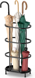 Alyoen Umbrella Stands for Entryway, Large Metal Umbrella Holder 6.89 x 10.8 x 21.34 Inches with Adjustable Feet, Decor Freestanding Elliptical Openwork Umbrella Rack for Home Office