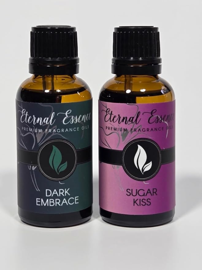 Eternal Essence Oils 2 Pack 30ml Premium Fragrance Oil - Dark Embrace & Sugar Kiss - for Candle, Soap Making, Aromatherapy, Diffusers, Home Care, & Humidifiers