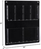 Displays2go Acrylic Wall Mounted Magazine Rack, 4-8 Adjustable Pockets, 2-Tiered - Black (2RP4BLK)