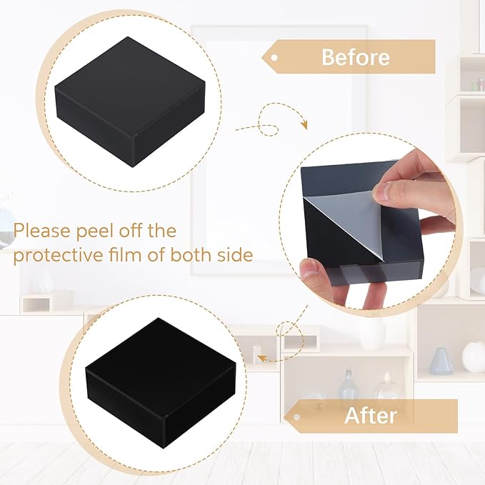 Geelin 6 Pack Acrylic Risers for Display Acrylic Cube Boxes Risers Display Stands with Hollow Bottoms Decorative Stand for Jewelry Candy Table Decor 6 Sizes(Black,3 to 8 Inch,Square)