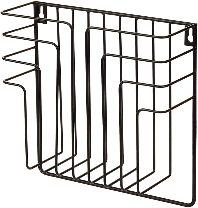 MyGift Modern Design Black Metal Wire Wall Mounted Magazine and File Folder Holder Organizer Rack