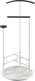 Proman Products Scandia Valet Stand, Clothes Rack, Clothing Organizer with Tray, Hanger and Trousers Bar, Wood, Metal, White