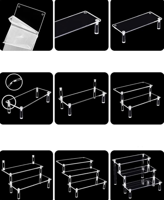 Acrylic Display Risers,Clear Risers Perfume Organizer Stand, 3 Tiered Cupcake Shelf Stand Holder,11.8 Inch,DIY
