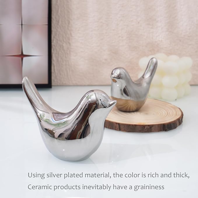 Notakia Silver Birds Statues Home Decor Modern Style Decorative Ornaments for Silver Table Decor Living Room, Bedroom, Office Desktop