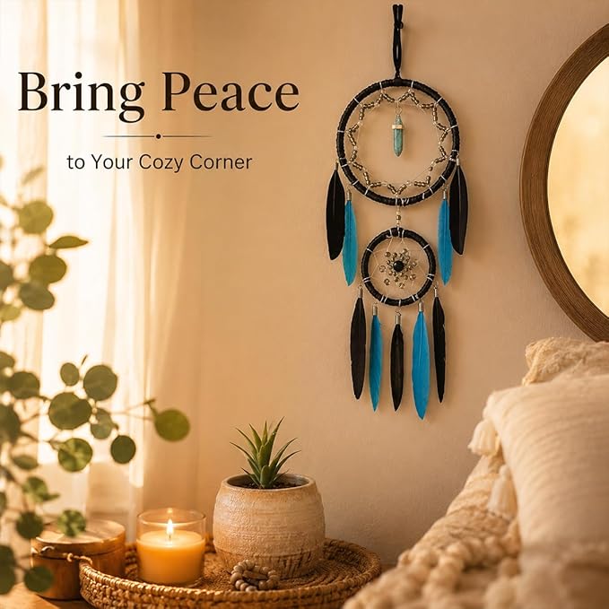 Dream Catchers Blue for Adults Boho Room Décor Dreamcatcher Small Bedroom Wall Hanging for Kids Girls Boys