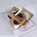Modern Geometric Sculpture Gold Knot Statue Decor, Home Gold Bookcase Centerpiece jax Decorative, Geometric Tabletop Sculpture and Figurines, For Golden Home Decor Accent, Cube Decorative Ornaments