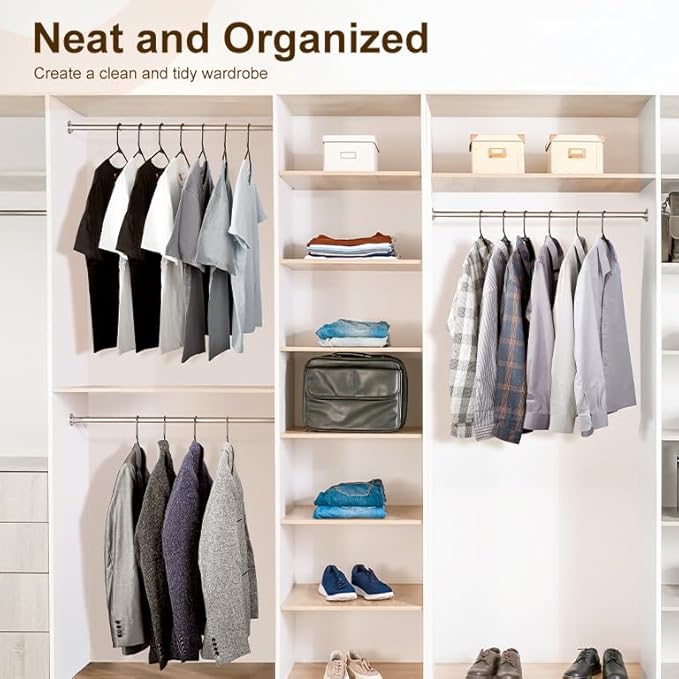 HOUSE DAY Black Plastic Hangers 10 Pack, Plastic Clothes Hangers with Built-in Hooks, Durable and Strong Coat Hanger for Closet, Space Saving Clothing Hanger for Shirts, Coats, Skirt, Dress
