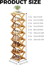 2/3/4/5/6/7/8/9 Tier Bamboo Shoe Rack - Foldable,No Installation Needed,Space-Saving Multi-Tier Storage for Indoor & Balcony Use (Yellow,7 Layers)