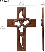BGCOPPER Marriage Cross for Wall Love Wall Decor, Handmade Wooden Intertwined Heart Wall Cross for Wedding Valentine Christmas Gift - 10 Inch