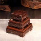 GOLDY&WENDY Square Solid Wood Base Handmade Carved Rosewood Display Stand Vase Teapot Aquarium Lamp Pedestal