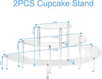 HENABLE Acrylic Display Risers, 3 Tier Clear Cupcake Perfume Stand Organizer, Half Moon Dessert Stand for Display, Food, Amiibo Funko POP Figure (2half