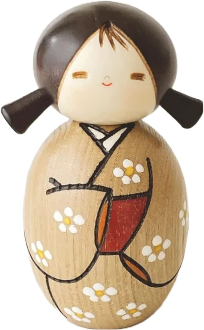 Usaburo Modern Japanese Kokeshi Doll (Come Spring - Small), Made in Japan, Collectible Figurines, Traditional Crafts, Girl in Kimono