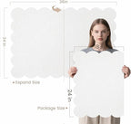 Lightomorrow Scalloped Bulletin Board, 36 x 24 Inches Felt Pin Board - Decorative Cork Alternative for Wall, 3' x 2' Foldable Picture Self-Adhesive Vision Prayer Board with 20 Pushpins - White
