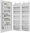 HOMELUX THEORY UPGRADED 6 Tiers Over The Door Organizer Hanging - 100D EXTRA THICK & 50lbs HUGE CAPACITY, 12 Side Mesh Pockets Over The Door Shoe Organizer, Hanging Closet Organizer (Light Gray, 2pc)
