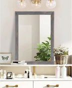 AAZZKANG Wooden Mirror Rectangle Rustic Mirrors for Wall Decorative for Bedroom Bathroom Living Room Entryway Hanging Home Decor 26"x18"