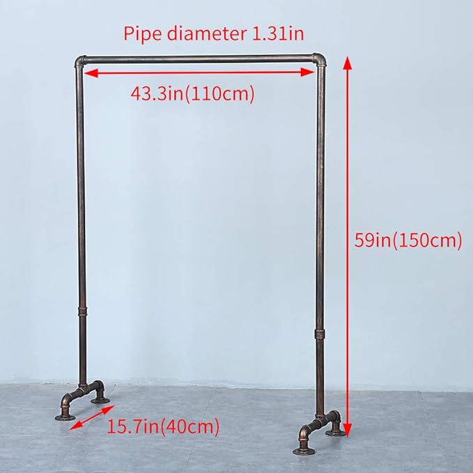 Industrial Pipe Clothing Rack 59in,Clothes Racks for Hanging Clothes,Heavy Duty Garment Display Rack