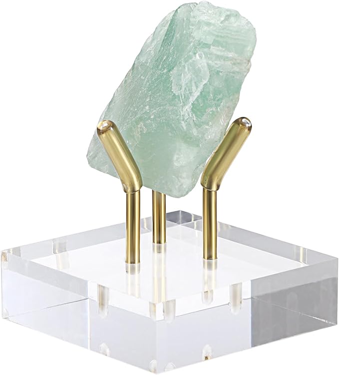 Hipiwe Gold Metal Arm Display Stand Easel with Acrylic Base Small Display Easel Holder for Sphere Crystal Ball Mineral Geodes Rock Seashell, Medium