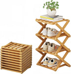 Vertical Shoe Rack Small Narrow Shoe Racks 4-Tier Folding Shoe Storage Rack No Installation Shoes Organizer Shelf Standing Storage Shoe Rack for Entryway Hallway Corridor Room Corner Storage