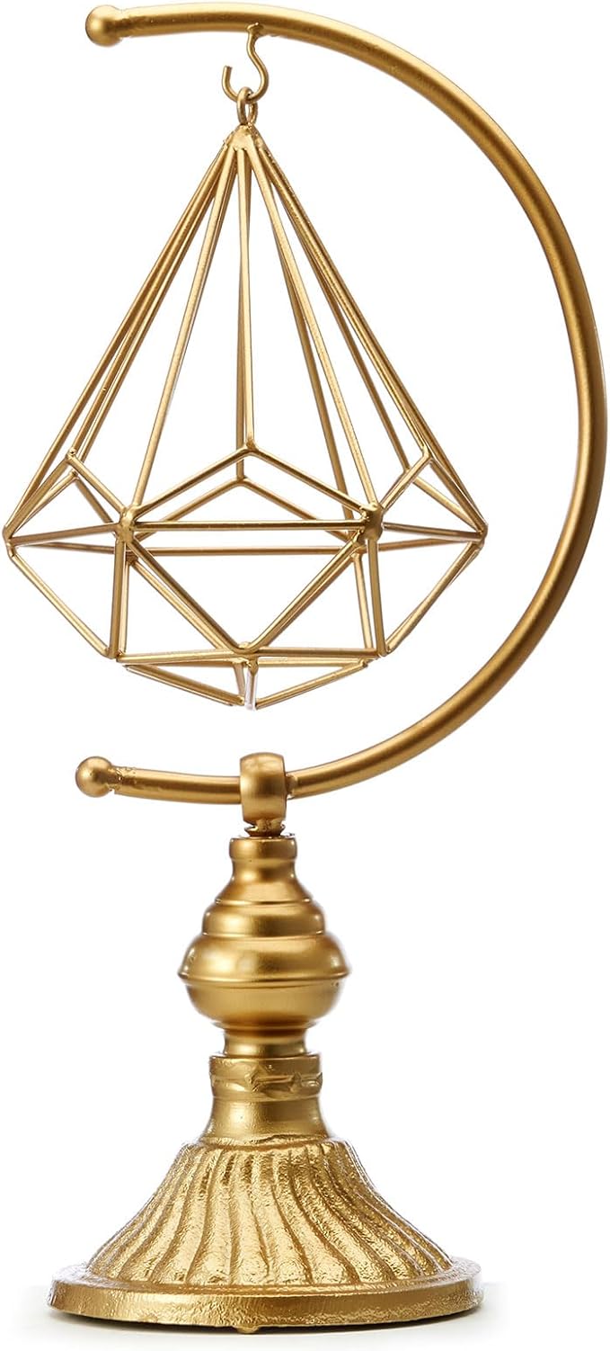 HLQMFHT 5.6" W x 16.3" H Metal Geometric Abstract Sculpture on Cast Iron Base,Metal Geometric Sculpture Decor Sphere, Tabletop,Living Room,Study,Bedroom,Home Decor