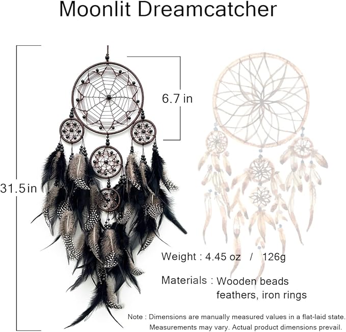 Black Dream Catchers wall hangings Room Decor,Large Dream Catcher for Adults,Handmade Boho Dreamcatcher for Home Decor Turquoise Hanging Ornament for Living Room Dorm Decor Hippie Gifts