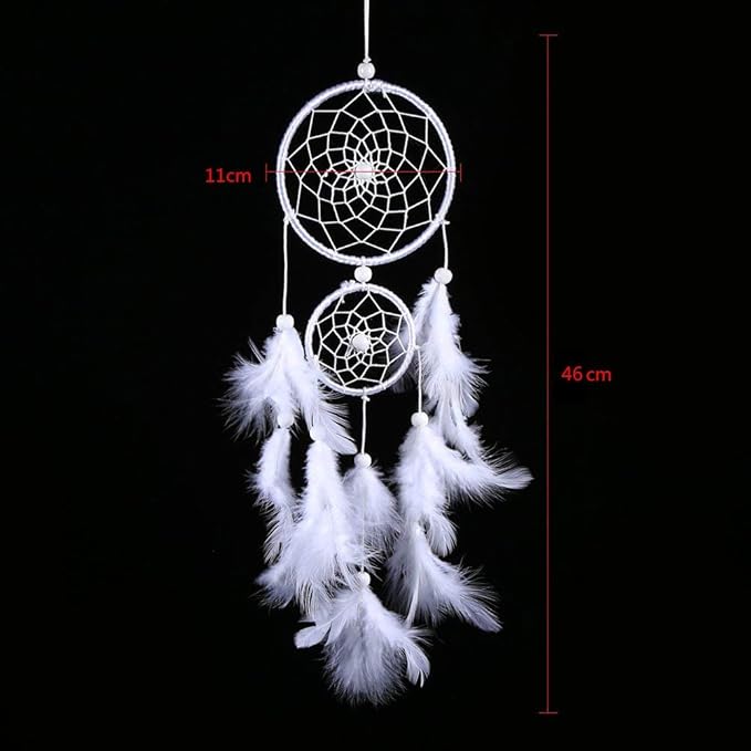 White Dream Catcher Wind Chimes Handmade Beaded Dreamcatcher for Car Kids Bed Room Wall Hanging Decoration