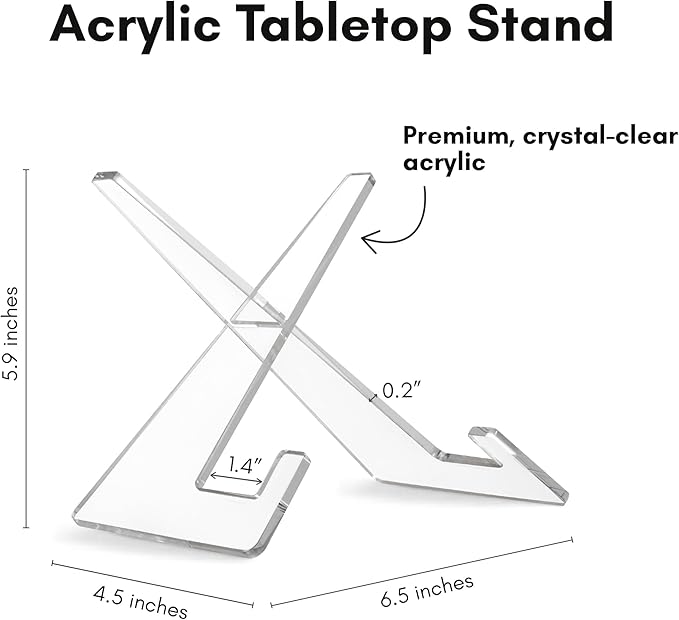 Americanflat Acrylic Easel Stand - 6" Tabletop Easel and Plate Stand - Lightweight Display Holders for Photos, Cards, Frames, Books, Magazines, Albums - Home or Office Decor
