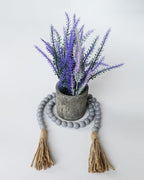 Boho Decor Wood Beads Garland Farmhouse Wall Hanging Decorations Natural Wooden Bead Tassel Decorative for Coffee Table Christmas and Prayer (Gray, 39")