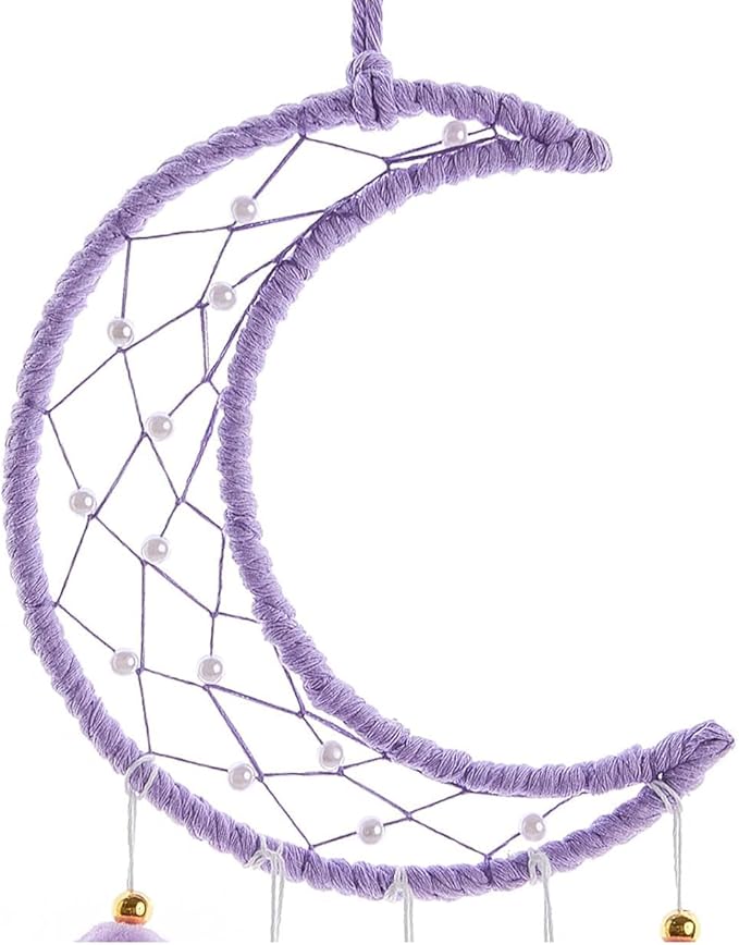Purple Moon Dream Cather Handmade Dreamcatcher for Girls Wall Hanging Decor for Bedroom Wall Decor Birthday Gifts