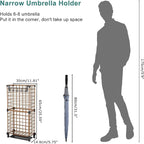 AWTATOS Umbrella Holder Entryway, Umbrella Stand Freestanding, Metal Square Umbrella Rack Organizer with a Removable Drip Tray, Hooks, Brown