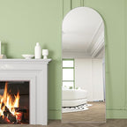 Full Length Mirror, 56"x16" Arch Floor Mirrors with Stand, White Arched Full Body Standing or Leaning Mirror for Bedroom, Living Room