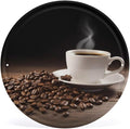 Wall Picture, with Coffee Cup and Coffee Beans Printed Circular Iron Hanging Picture,Wall Art Decor,Home for Bedroom Living Room Bathroom Decor,Iron Painting 11.8X11.8 in