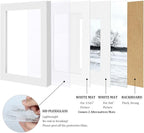 Egofine 5x7 Picture Frames Set of 4, Made of Solid Wood Covered by Plexiglass 3.5x5 and 4x6 with Mat or 5x7 without Mat, for Table Top Display and Wall Mounting Photo Frame White