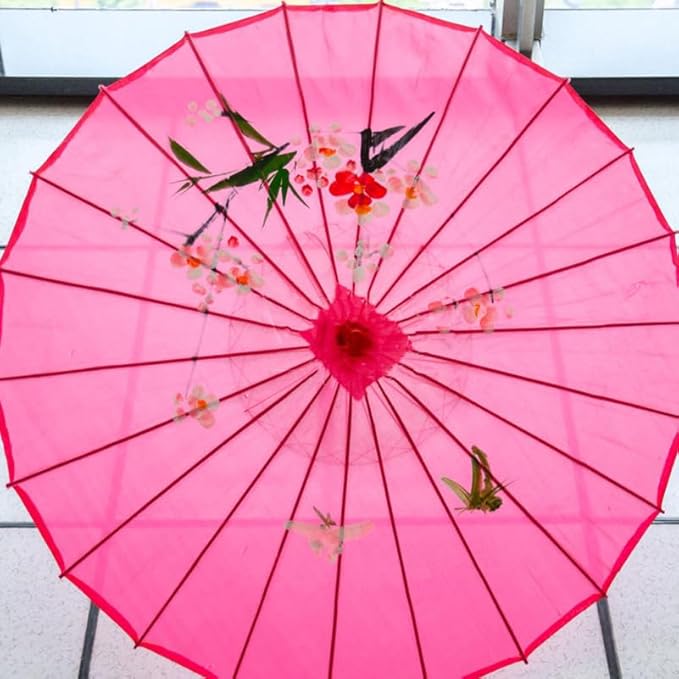 MAGICLULU 2Pcs Creative Oiled Paper Umbrella Stands Skeleton for Paper Umbrella Projects for Home Decoration and Photo Props Craftsmanship with Lines