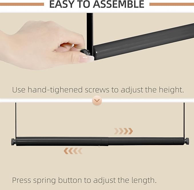 STORAGE MANIAC Adjustable Closet Rod Hanging Clothes Heavy Duty Closet Extender Hanging Rod Space-Saving Clothes Hanging Bar Double Closet Hanging Rod Hanging Closet Organizer Closet Bar,2 Pack Black