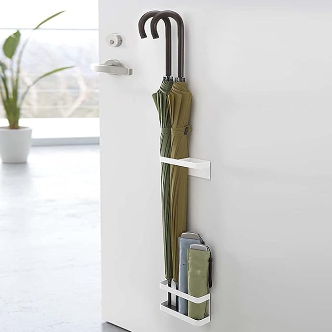 Umbrella Stand Holder Indoor, Magnetic Space Saving Umbrella Stand No Punching, Durable Height Adjusting Wall Mounted Umbrella Holder Rack for Hotel Hallway for Home Office(White)