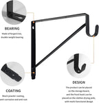Kunzye 2 Pack Heavy Duty Closet Shelf & Rod Brackets, Black Steel, Wall Mount, Clothes Hanger Pole Support, Closet Shelves Bracket with Rod Shelving Support